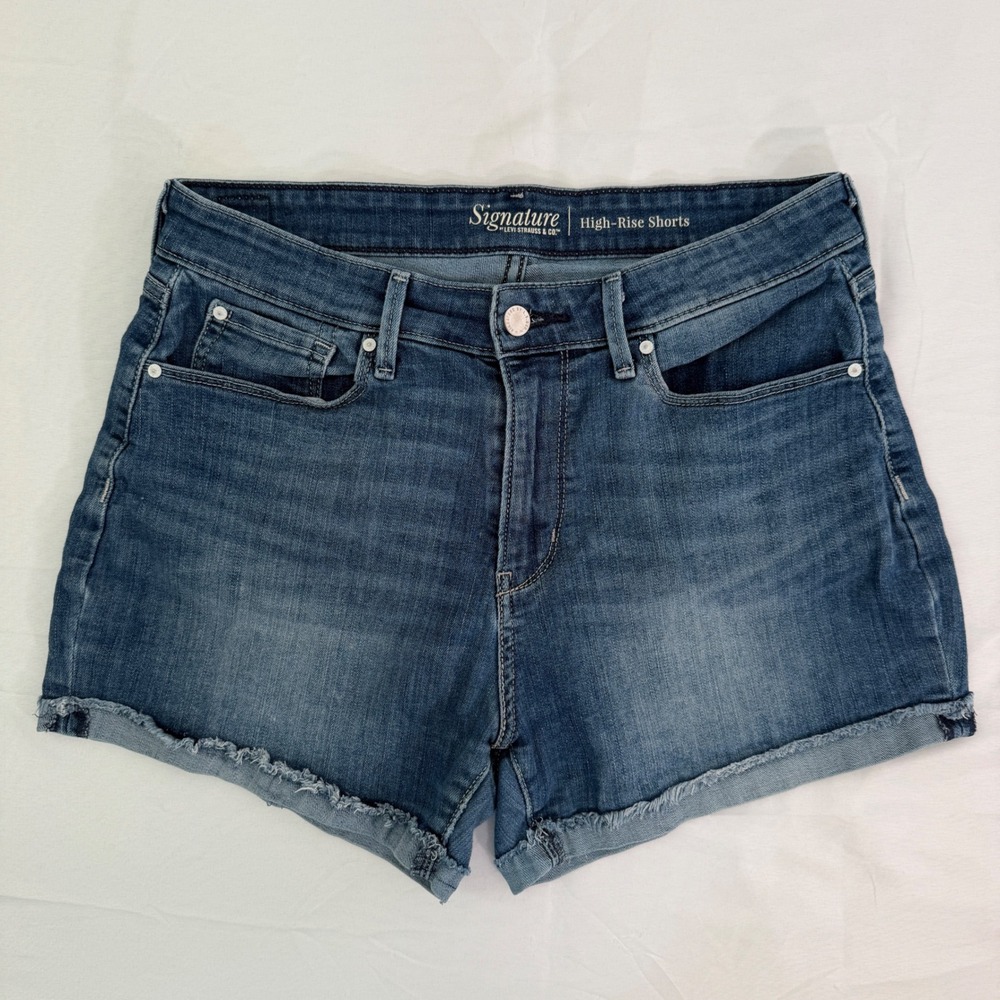 Signature by Levi Strauss & Co Womens High Rise Denim Shorts Blue Size 10 W30